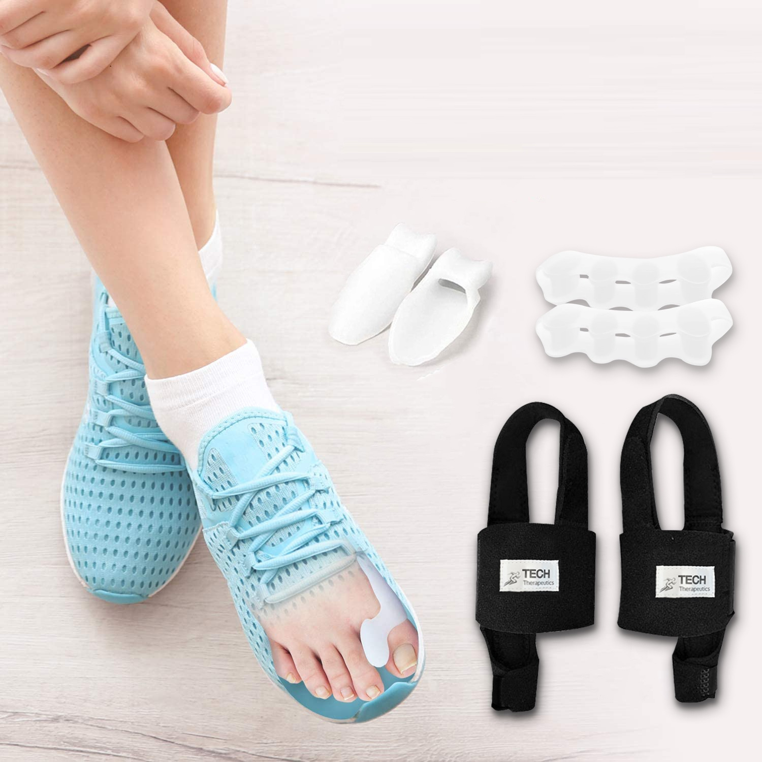 HalluxValgusKitCorrector[IncludesFlexibleandRigidStraps,NeopreneSplintsandGelToeSeparatorsandDilators]